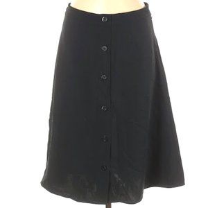 Everlane Japanese Goweave Button-Front Swing Skirt Black Size 6 EUC